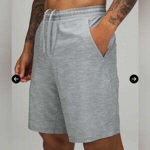 Pace Breaker Gray Athletic Shorts Elastic Waistband and Drawstring Lululemon 9”